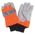 Condor Leather Palm Gloves, High Visibility Orange, XL, PR 4NHE8