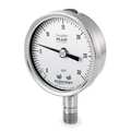 Ashcroft Pressure Gauge, 0 to 30 psi, 1/4 in MNPT, Stainless Steel, Silver 251009SW02LXLL30
