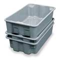 Molded Fiberglass Stack & Nest Container, Gray, Fiberglass Reinforced Composite, 17 7/8 in L, 10 5/8 in W, 5 in H 780208