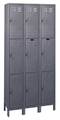 Zoro Select Wardrobe Locker, 36 in W, 12 in D, 78 in H, (3) Tier, (3) Wide, Dark Gray 4VFL6