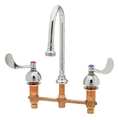 T&S Brass Manual 8" Mount, 3 Hole Gooseneck Kitchen/Bathroom Faucet, Polished chrome B-2865-04