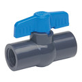 Zoro Select 1/2" FNPT PVC Ball Valve Inline 107-133-NPG