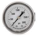 Zoro Select Pressure Gauge, 0 to 3000 psi, 1/8 in MNPT, Steel, Black 4CEY4