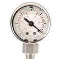 Zoro Select Pressure Gauge, 0 to 100 psi, 1/8 in MNPT, Stainless Steel, Silver 4CFE3