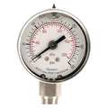 Zoro Select Pressure Gauge, 0 to 300 psi, 1/4 in MNPT, Stainless Steel, Silver 4CFG2