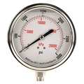 Zoro Select Pressure Gauge, 0 to 3000 psi, 1/4 in MNPT, Stainless Steel, Silver 4CFK8