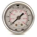 Zoro Select Pressure Gauge, 0 to 1000 psi, 1/8 in MNPT, Stainless Steel, Silver 4CFN2