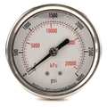 Zoro Select Pressure Gauge, 0 to 3000 psi, 1/4 in MNPT, Stainless Steel, Silver 4CFU5