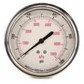 Zoro Select Pressure Gauge, 0 to 1000 psi, 1/4 in MNPT, Stainless Steel, Silver 4CFV8