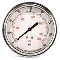 Zoro Select Pressure Gauge, 0 to 160 psi, 1/4 in MNPT, Stainless Steel, Silver 4CFV3