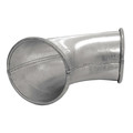 Nordfab Round 90 Degree Elbow, 4 in Duct Dia, Galvanized Steel, 24 GA, 10" L 8010000953