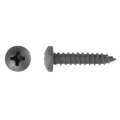 Zoro Select Sheet Metal Screw, #8 x 11/16 in, Black Phosphate Steel Pan Head Phillips Drive, 100 PK 1624PK