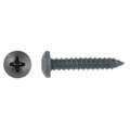 Zoro Select Sheet Metal Screw, #10 x 15/16 in, Black Phosphate Steel Pan Head Phillips Drive, 50 PK 1724PK