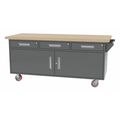 Greene Manufacturing Mobile Cab Bench, Butcher Block, 75"W, 30"D MG-88.M