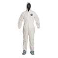 Dupont Hooded Disposable Coverall, L, 25 PK, White, SMS, Zipper PB122SWHLG002500