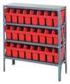 Quantum Storage Systems Steel Bin Shelving, 36 in W x 39 in H x 12 in D, 4 Shelves, Red 1239-SB801RD