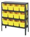 Quantum Storage Systems Steel Bin Shelving, 36 in W x 39 in H x 12 in D, 4 Shelves, Yellow 1239-SB807YL