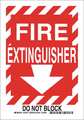 Brady Fire Ext Sign, 14X10", Black and Wt/Red, Height: 14" 123759