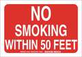 Brady No Smoking Sign, 10" H, 14 in W, Polyester, Rectangle, English, 123920 123920