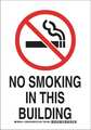 Brady No Smoking Sign, 14 in H, 10" W, Plastic, Rectangle, English, 128002 128002