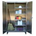 Strong Hold 12 ga. ga. Stainless Steel Storage Cabinet, 48 in W, 78 in H, Stationary 46-BC-244-SS