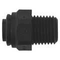John Guest Push-to-Connect, Threaded Male Connector, 1/4 in Tube Size, Polypropylene, Black, 10 PK PP010822E