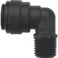 John Guest Push-to-Connect, Threaded Fixed Elbow, 3/8 in Tube Size, Polypropylene, Black, 10 PK PP481222E