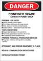 Brady CONFINED SPACE Sign, 122405 122405