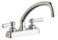 Chicago Faucet Manual, 4" Mount, Commercial 2 Hole Low Arc Kitchen Faucet W4D-L9E35-369AB