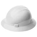 Erb Safety Full Brim Hard Hat, Type 1, Class E, Ratchet (4-Point), White 19221