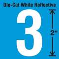 Stranco Die-Cut Refl. Number Label, 3, 2In H, PK5 DWR-2-3-5