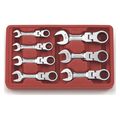 Gearwrench 7 Piece 72-Tooth 12 Point Stubby Flex Head Ratcheting Combination SAE Wrench Set 9570