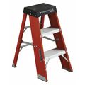 Louisville 3 Steps, Fiberglass Step Stand, 375 lb. Load Capacity, Orange/Silver FY8003