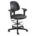 Bevco Drafting Chair, Polyurethane, 21" to 31" Height, Adjustable Arms, Black 7501D-AA-3750S/5