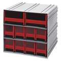 Quantum Storage Systems Parts Cabinet With Drawers with 10 Drawers, polypropylene, 11-3/4 in W x 11-3/8 in D QIC-8224RD