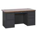 Sandusky Lee Teachers Desk, 30" D, Base: Black, Top: Medium Oak, Laminated DP906030BO