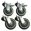 Sandusky Lee Rubber Casters, with Brake, 5 in., PK4 WSCASTER5