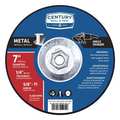 Century Drill & Tool Metal Grinding Wheel, 7x1/4 in., Type 27, Arbor Hole Size: 5/8"-11 75572