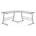 Flash Furniture L Shaped Desk, 48" D, 83-1/2" W, 29" H, Clear/Silver, Metal, Table Top: Glass NAN-CD-22181-GG