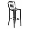 Flash Furniture 30" High Black Metal Barstool with Slat Back CH-61200-30-BK-GG