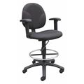 Boss Black Drafting Chair, 25" W 25" L 49-1/2" H, Adjustable, Fabric Seat, B1691 Series B1691-BK