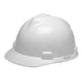 Msa Safety Front Brim Hard Hat, Ratchet (4-Point), White 10058624
