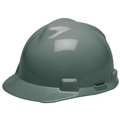 Msa Safety Front Brim Hard Hat, Ratchet (4-Point), Dark Gray 486159