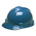 Msa Safety Front Brim Hard Hat, Ratchet (4-Point), Blue 10058625