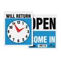 Headline Sign Sign, Open/Will Return w/Clock Hands, 9" Height, 7 1/2" Width 9382