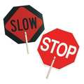 C.H. Hanson Sign, Stop/Slow, Wood Handle, 10" 55450