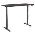 Motionwise Adjustable Desk, 30" D, 60" W, 28" to 48" H, Walnut, Medium Density Fiberboard MPS60A