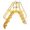 Vestil 20 Step Yellow Cross-Over Ladder 87" x 115" 350 lb Capacity COLA-6-68-20