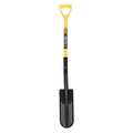 Toolite 14 ga Drain Spade Shovel, Steel Blade, 29 in L Yellow Polymer with Fiberglass Core Handle 49547