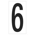 Partners Brand Vinyl Warehouse Number Labels, "6", 3 1/2", Black/White, 50/Case DL9306